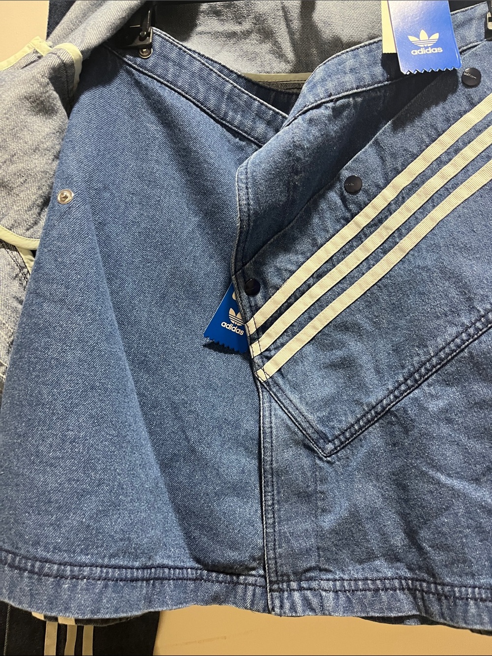 adidas Blue Denim Jacket with skirt with White Stripe Accents - Picture 6 of 10